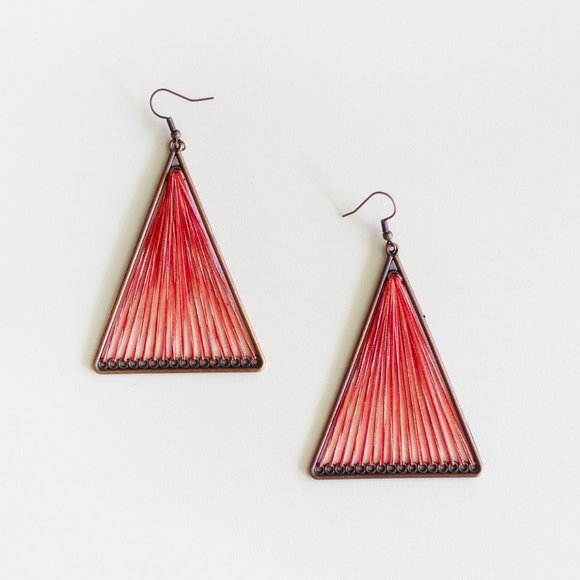 Bohemian Geometric Threaded Large Earrings - Picture 4 of 8